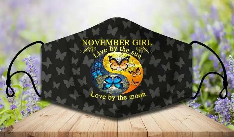 

Fashion Design Yin Yang Butterfly Birthday Gifts Mouth Covering Washable Reusable Fabric Face Mask with Filter