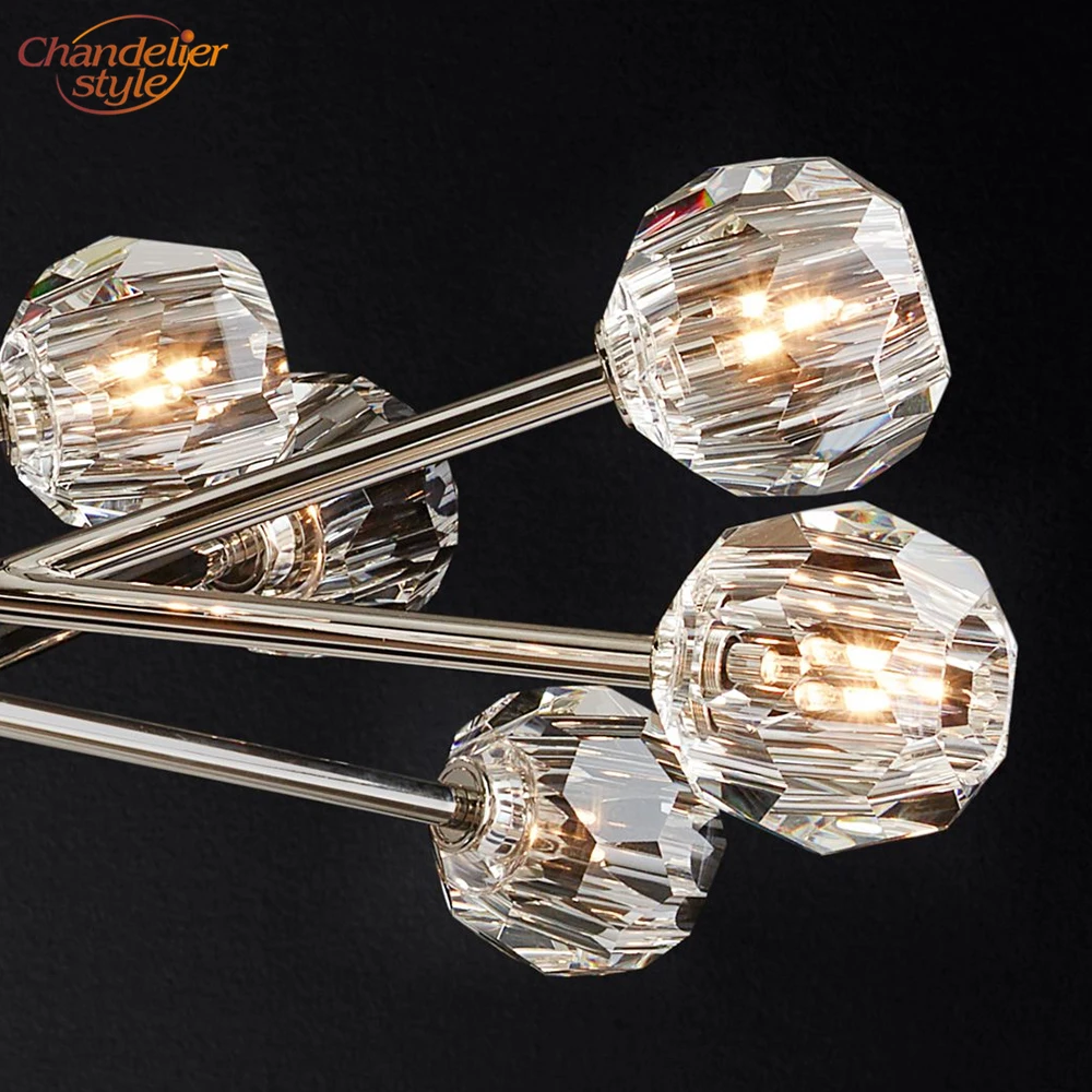 

Boule De Cristal Round Chandelier Lighting 48'' Modern Vintage Crystal Chandelier Pendant Hanging Light Restaurant Lighting