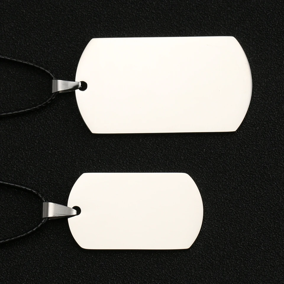 Собачья бирка ожерелье DogTag Военная армейская табличка с гравировкой ID пустой серебряный полированный кулон ювелирные изделия из нержавеющей стали для мужчин