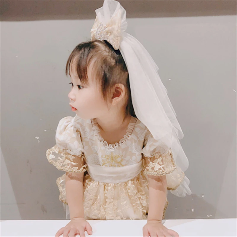 Осень-зима испанские Детские платья для девочек платье принцессы с бантом