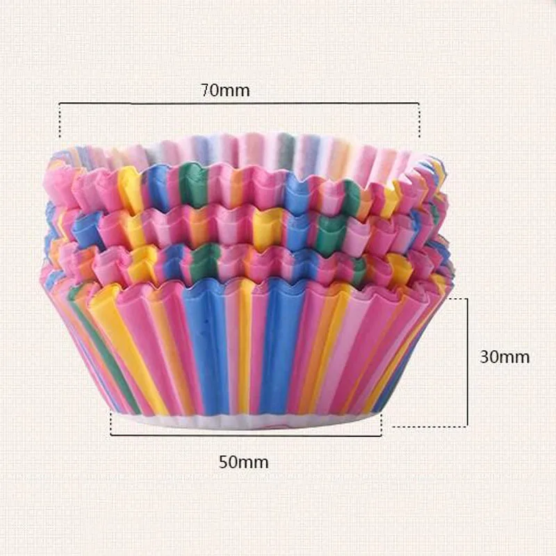 Мини Радужный цвет 100 шт. чашка для выпечки кексов бумажные ящики коробка торта