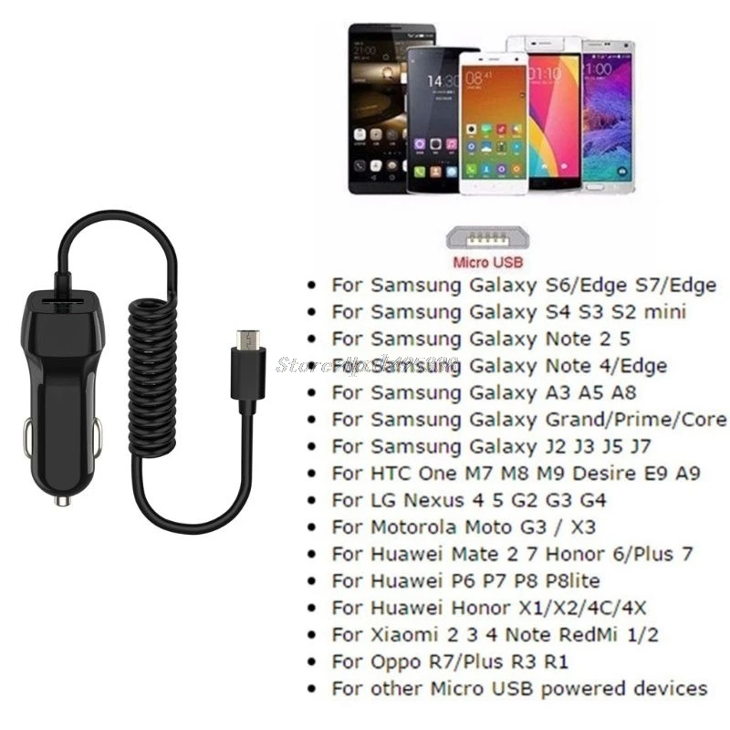 Автомобильное зарядное устройство с кабелем Micro USB быстрый мобильный телефон для