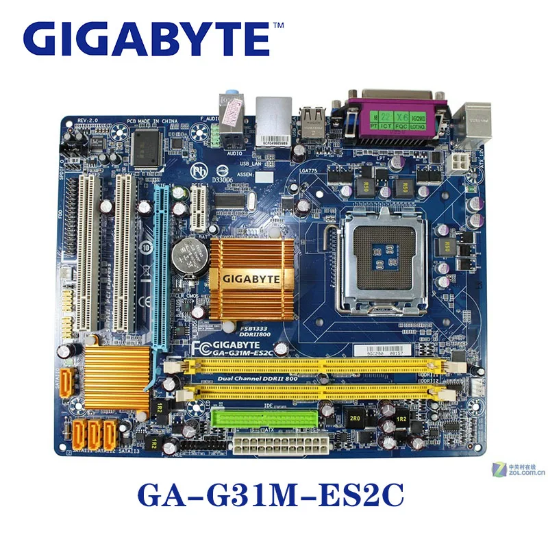 Материнская плата LGA 775 G31 DDR2 Gigabyte GA G31M ES2C 100% USB2.0 4G Desktop SATA II б/у системная PCI E