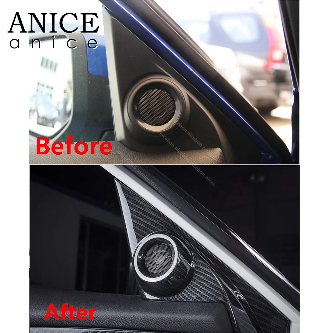 2 шт. накладка на дверцу А столба из углеродного волокна подходит для Honda Civic 2016