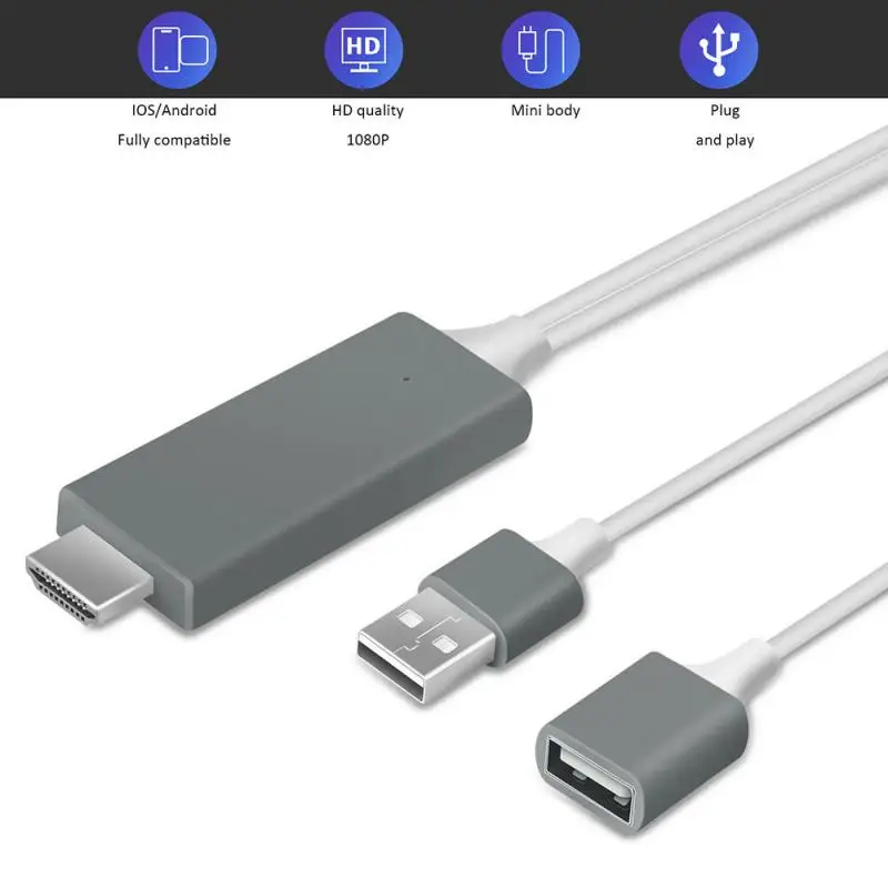 Цифровой Av адаптер под кабель Hdtv Tv для Apple Iphone Hd Plug & Play Usb 1080P|Кабели HDMI| |