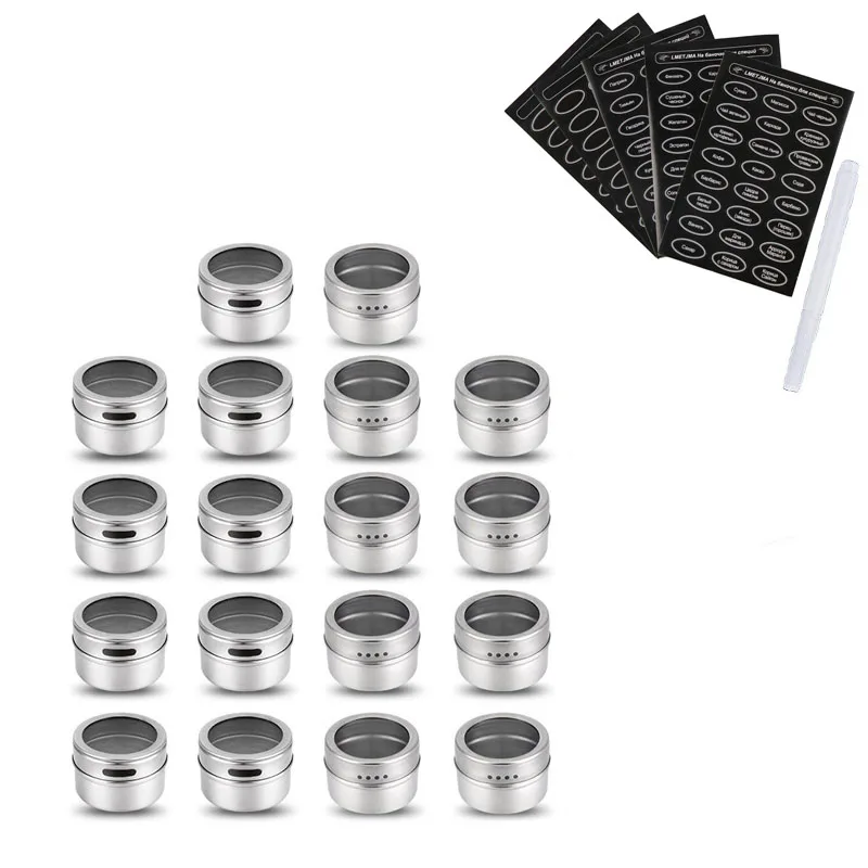 

Magnetic Spice Jars With Russian Spice Labels Stainless Steel Magnetic Spice Tins Set Magnetic on Refrigerator