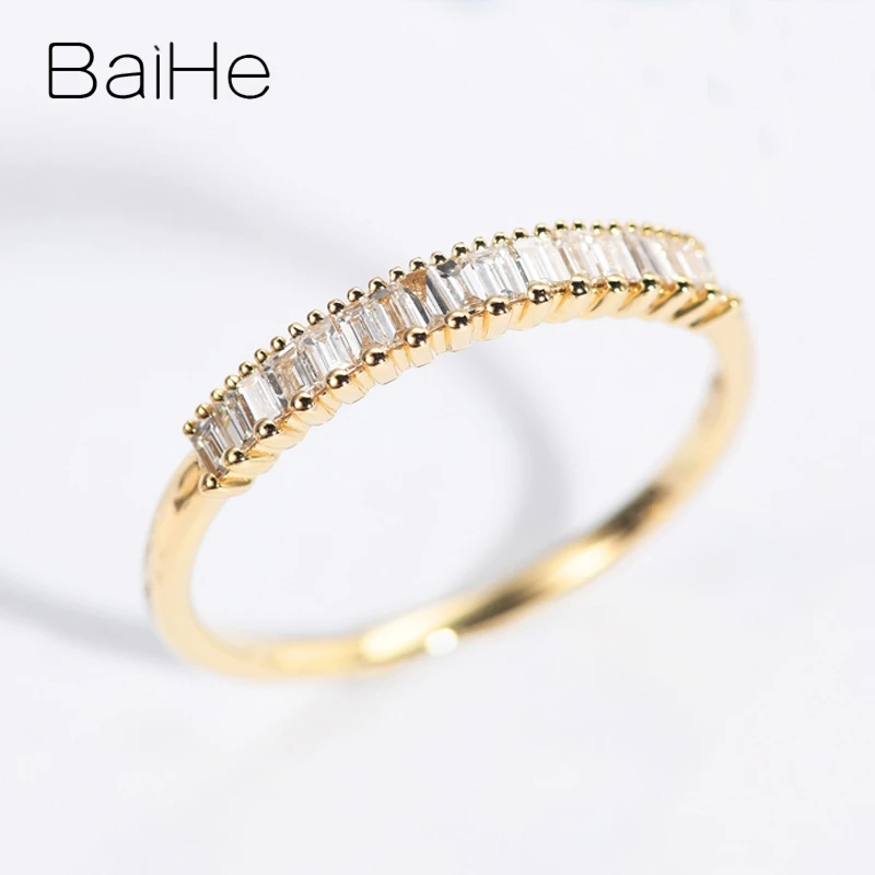 BAIHE однотонное 14K желтое золото 0.2CT H/SI натуральные бриллианты помолвка для женщин