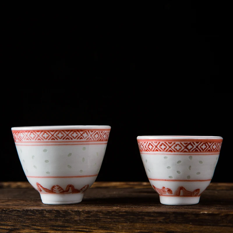 Керамическая чайная чашка Цзиндэчжэнь 50/100 мл чаша винтажная Китайская Красная