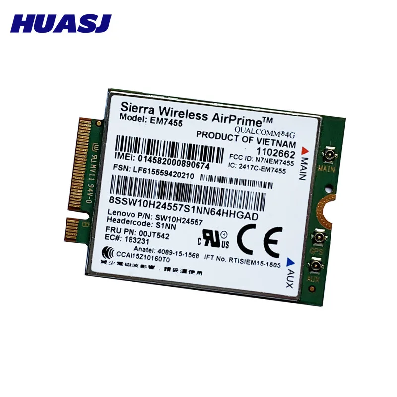 Беспроводная связь Huasj EM7455 Sierra FDD / TDD LTE 4G molulo Gobi6000 para Lenovo FRU: 00JT542 01AX756 T460 T460p L560 Йога