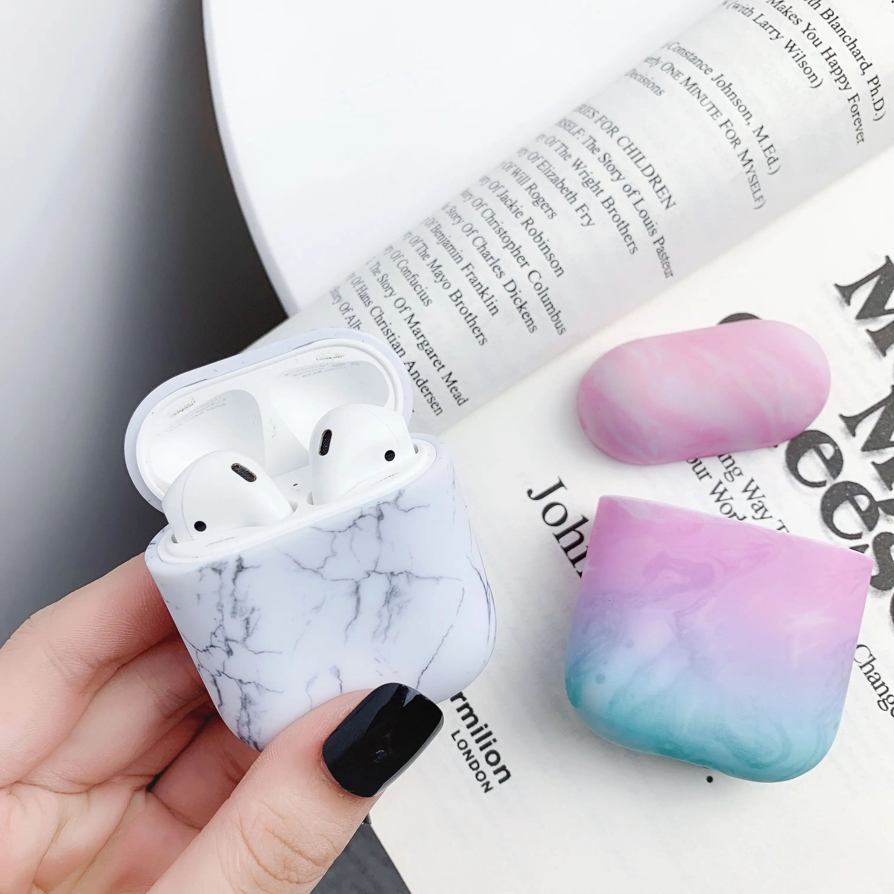 Роскошная мраморная жесткая Защитная сумка для беспроводной зарядки наушников