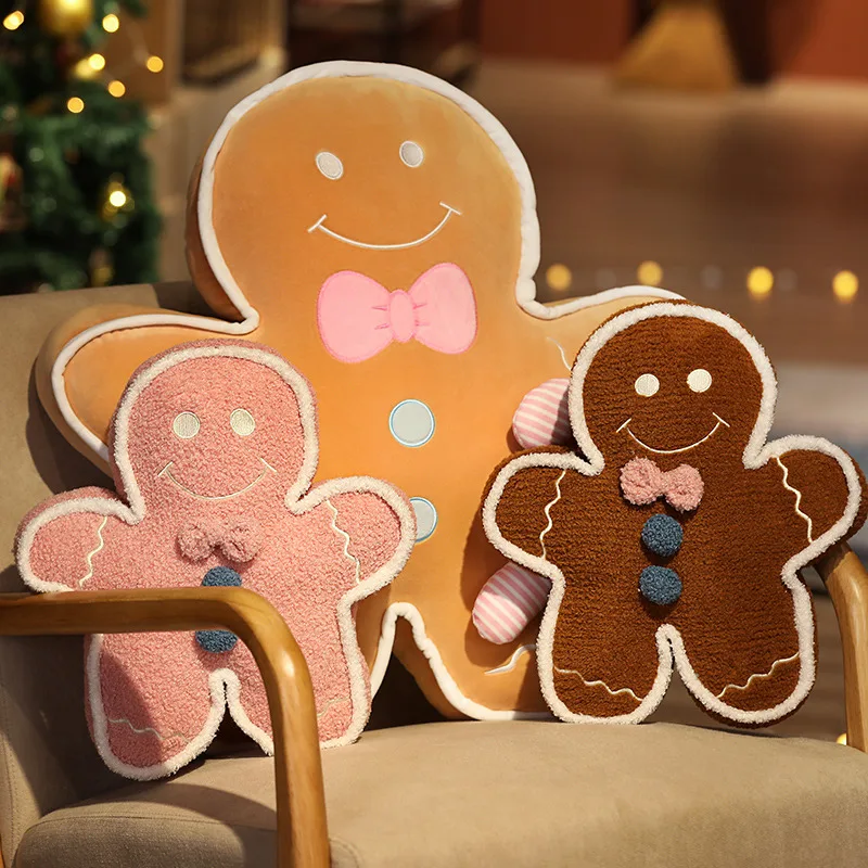 

AIXINI Stuffed Gingerbread Man Plush Pillow Cushion Room Decor Bay Window Setting Kid Bedroom Pillow Cute Pillow Kawaii Plushie