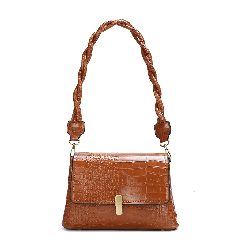 

Crocodile pattern handbags 2020 new luxury designer ladies one shoulder messenger bag soft leather ladies underarm bag