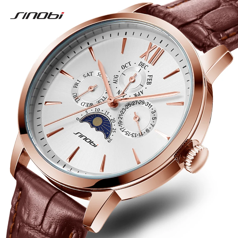 White Gold SINOBI Роскошные Для мужчин Бизнес часы Полный Нержавеющая сталь кварцевые Для мужчин наручные часы High-End швейцарской ремесло часы Relogio Masculino - Цвет: White Gold