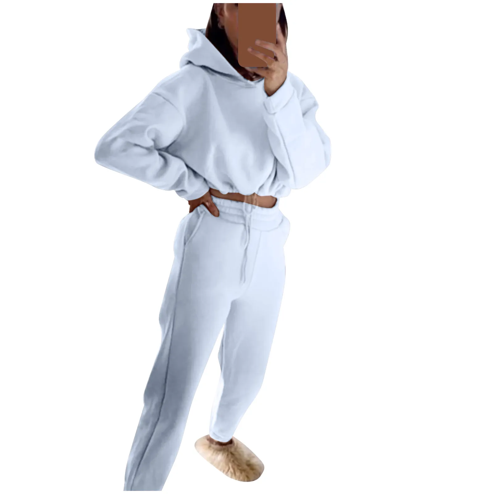 

Autumn Women's Tracksuit Casual Solid Color Long Sleeved Hoodie Trousers Sweatershirt Sports Suit Sport Pants Ladies Set