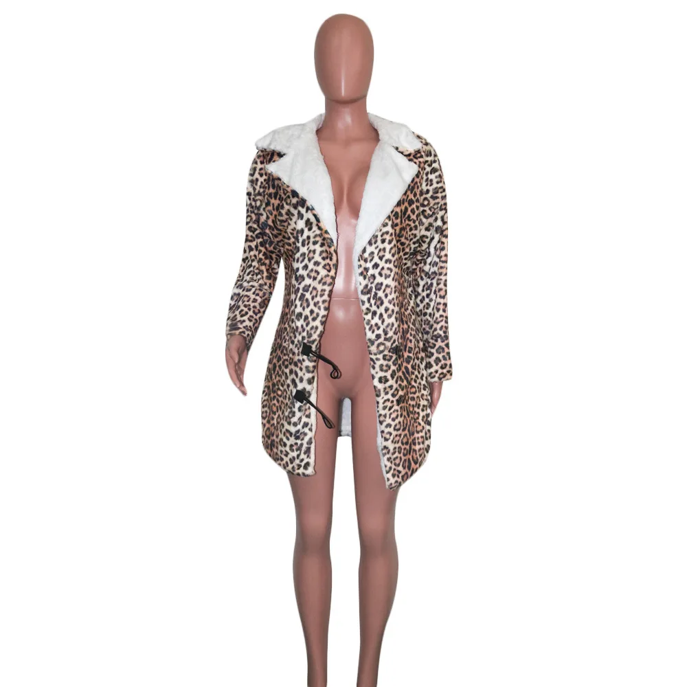 Fashion Leopard Print Womne Long Coat Velvet Turn Down Collar With Pocket Keep Warm Jackets Women 2020 |