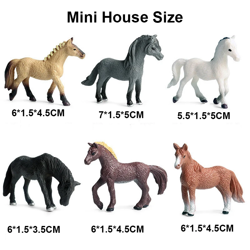 

6pcs/set Horse Rider Plastic Wild Animal Action Figures PVC Model Baby Horse Figure Collection Doll Toy Educational Toys