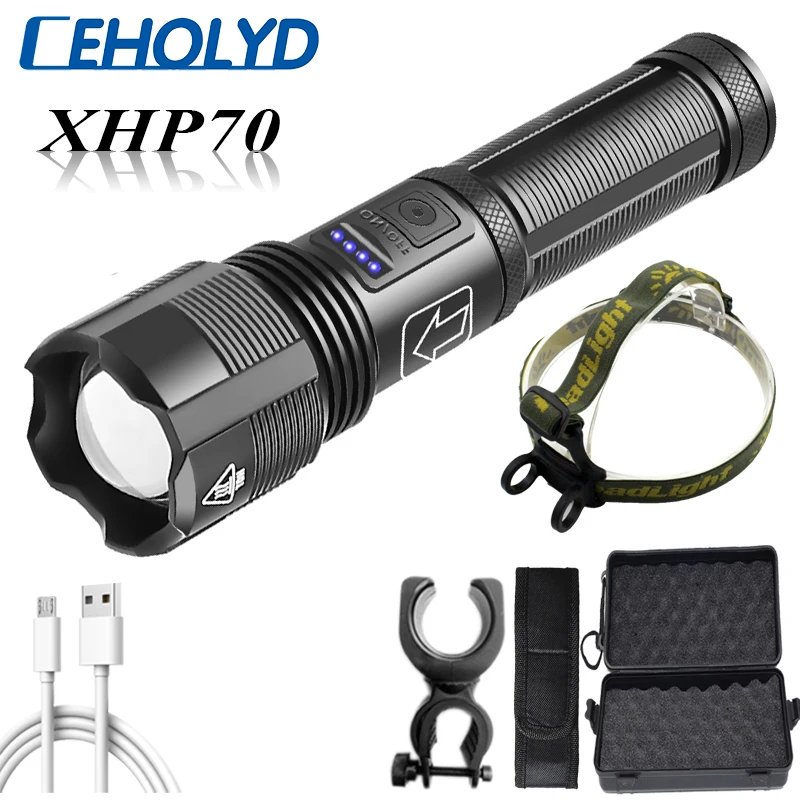 Высокое качество XHP70.2 тактический охотничий светодиодный фонарик питание от 18650