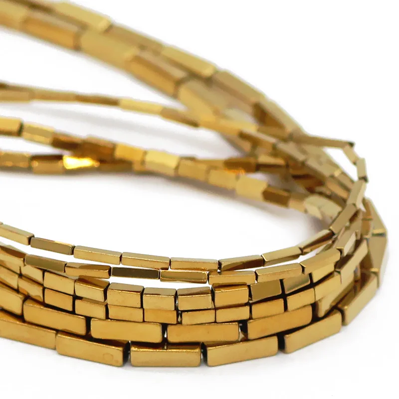 

4/6/9MM Rectangle Cuboid Spacer Natural Hematite Stone Gold Loose Beads For DIY Jewelry Making Bracelet Necklace Accessories