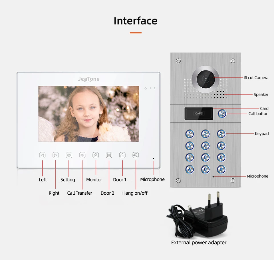 2022 7 Inch Tuya Wireless Wifi 1080P Video Intercom for Home Video Doorbell Password Unlock AHD Screen Wifi Intercom System enlarge