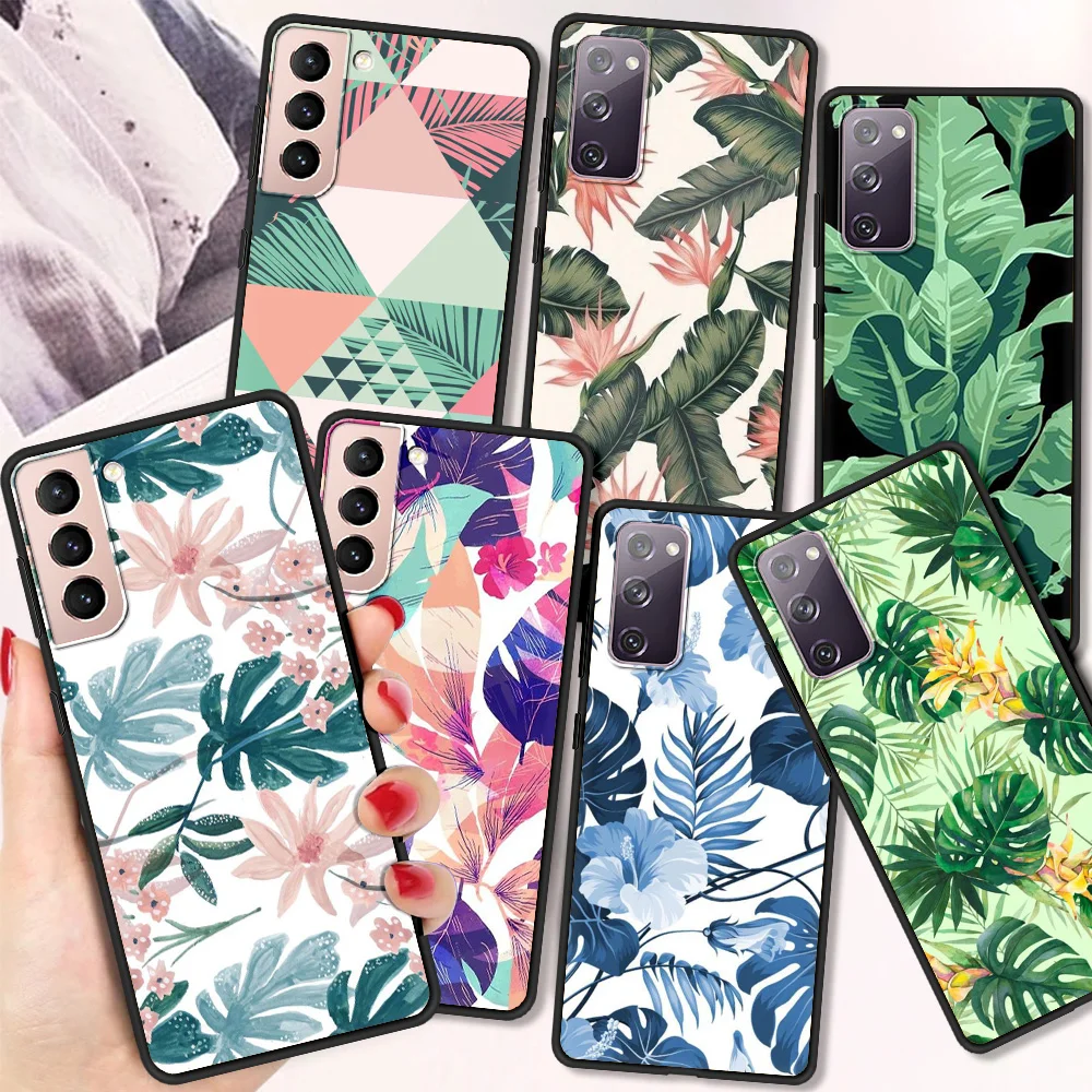 

Banana Retro Leaves Flower Fundas Case For Samsung S20 FE S21 Note 20 10 Ulrta Cover TPU For Samusng S10 S10E S10 S9 Plus Shell