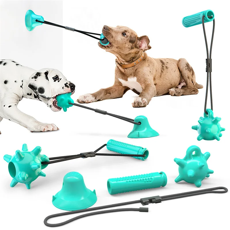 

Dog Chewing Supplies Toys Pet Puppy Interactive Suction Cup Push TPR Ball Toys Molar Bite Toy Elastic Ropes Dog Tooth Cleaning