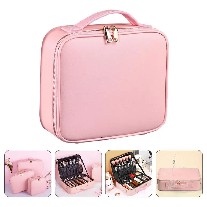 

Large Cosmetics Makeup Bag Barber Train Case with Adjustable Compartments