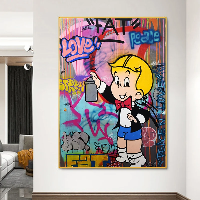 Алек Монополи Ричи Мани Граффити Арт Холст Картины На Стене Постеры И Печати Уличные Картинки Для Домашнего Декора.