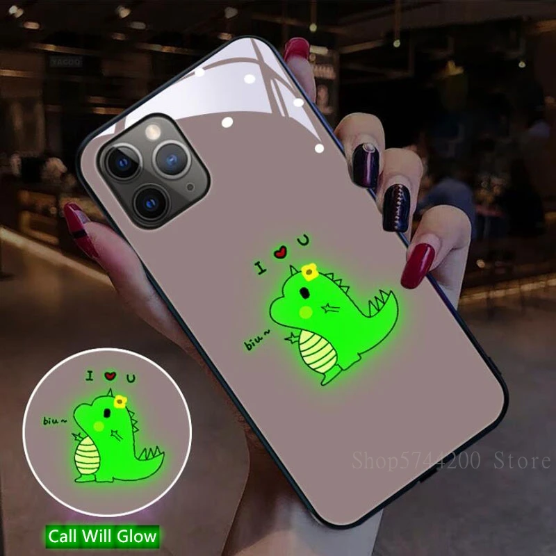 6 Kinds of Light Color Change Mobile Phone Case for iPhone 11 Pro 8 7 6 6S Cartoon Unicorn Animal Cover For iPhone X XR Xs Max