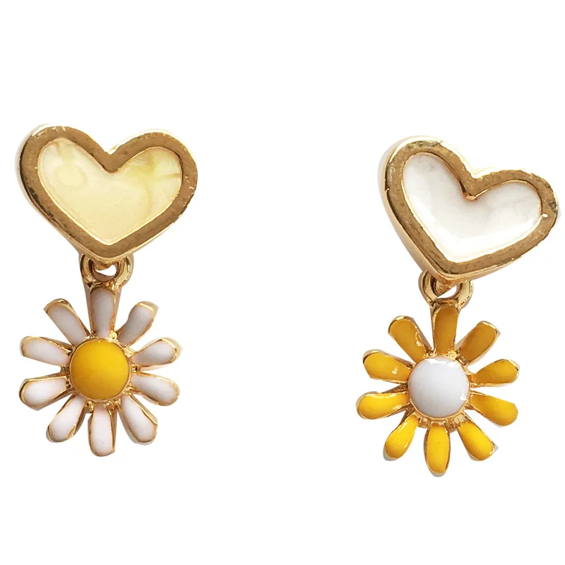 Ассиметричные корейские ювелирные изделия милые маленькие висячие серьги в