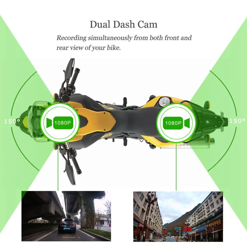 1080P с двойными линзами мотоциклетный кронштейн для камеры DVR Dash Cam