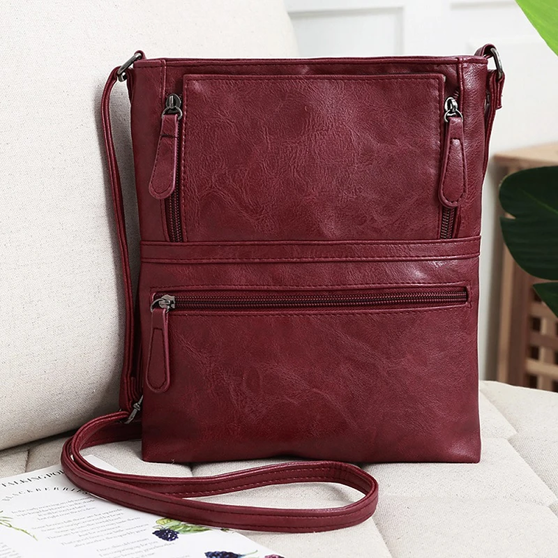 

Vintage Crossbody Bags For Women Messenger Bags High Quality Leather Handbag Female Shoulder Bag Solid Colr Packages Fashion