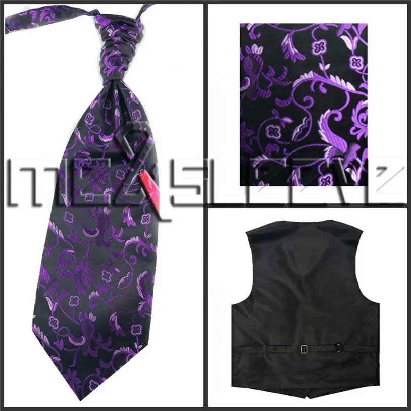 free shipping man's flower tailored tuxedo waistcoat set(vest+ascot tie+handkerchief