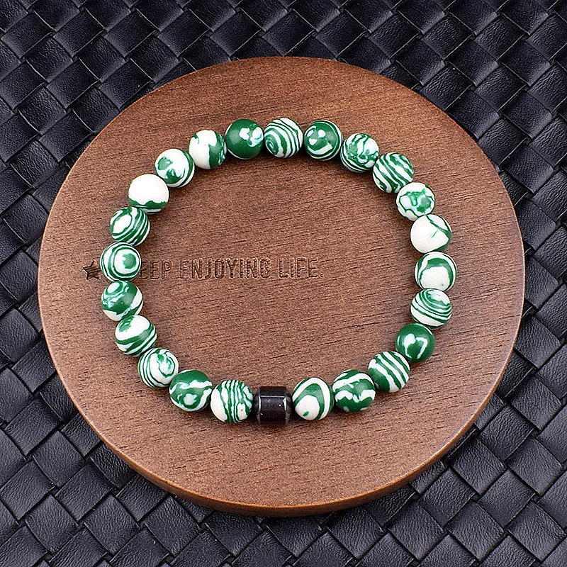 Браслеты мужские из гематита и бирюзы с черной линией модные ювелирные украшения