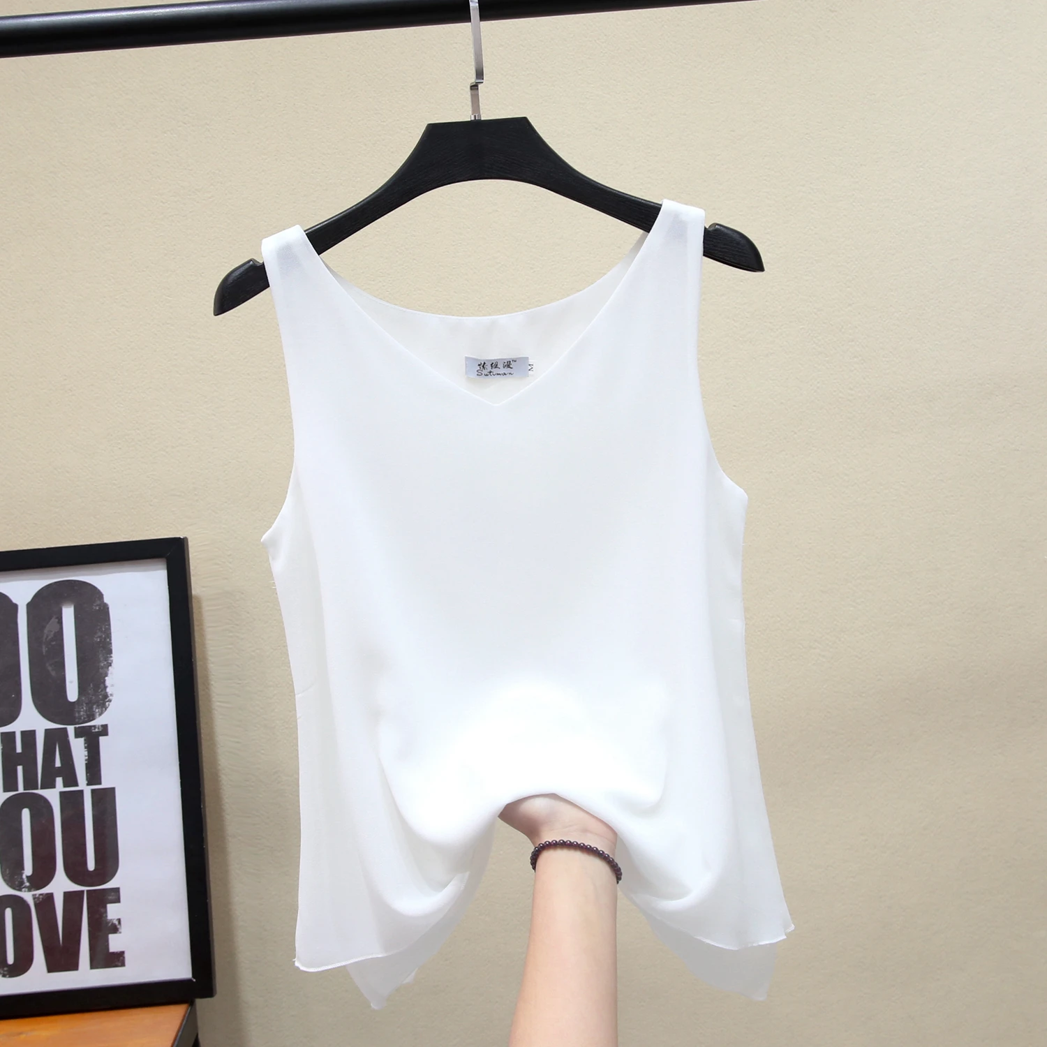 Женская шифоновая блузка с V-образным вырезом 12 цветов |