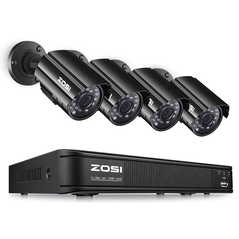 Black 2 ZOSI 8CH 720P CCTV система 4в1 1080N DVR 720P Водонепроницаемая ИК наружная CCTV камера безопасности домашний комплект видеонаблюдения - Цвет: Black 2