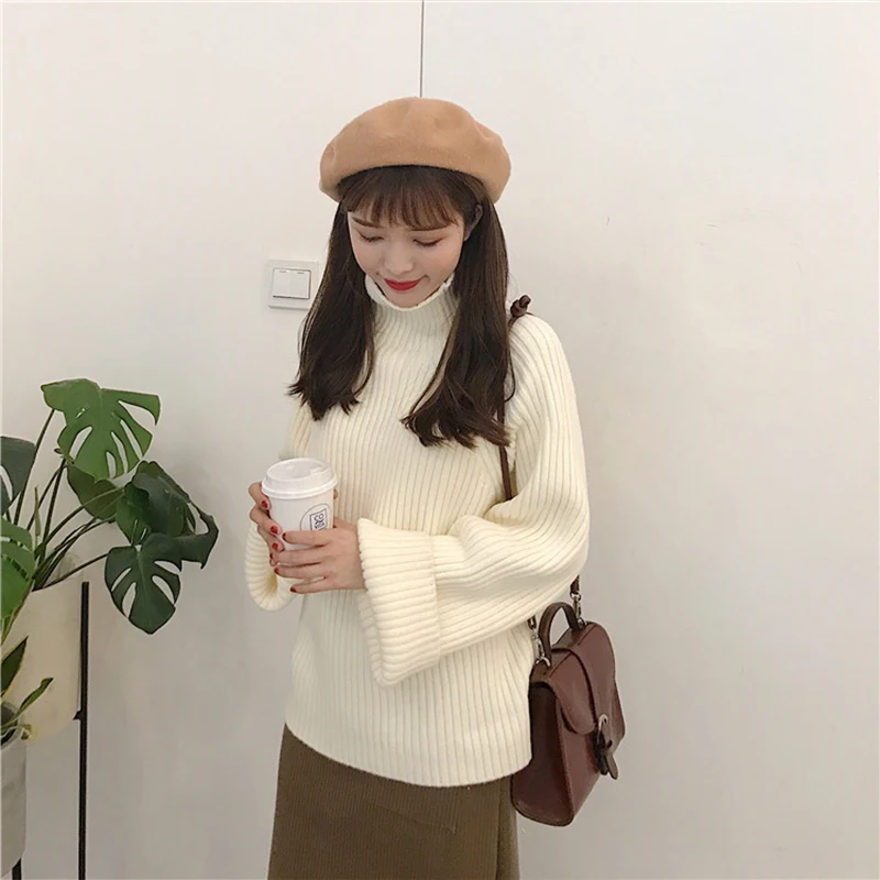 Fitaylor New Women Winter Thick Turtleneck Sweater Casual Female Loose Fit Knitted Pullovers Solid Color Warm Knitwear Tops | Женская