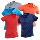 Рубашка-поло мужская быстросохнущая, повседневная однотонная приталенная дышащая, с коротким рукавом, спортивная одежда, 4XL, на лето