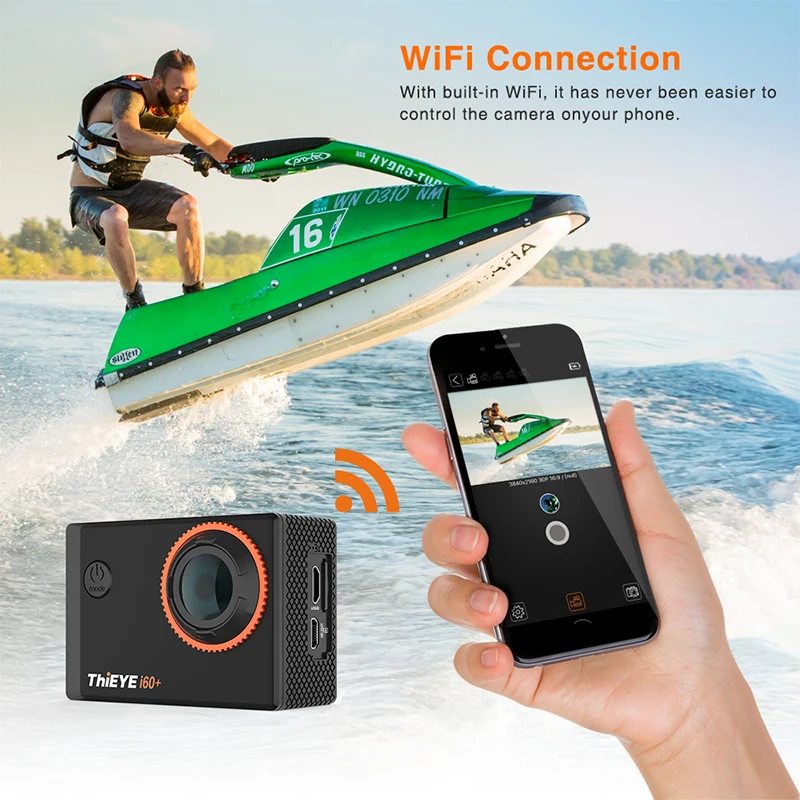 Экшн-камера tieye i60+ Ultra HD 4 K/30fps, WiFi, 2,0 дюйма, экшн-камера для подводного плавания, водонепроницаемая, камера для записи видео на шлем, Спортивная камера