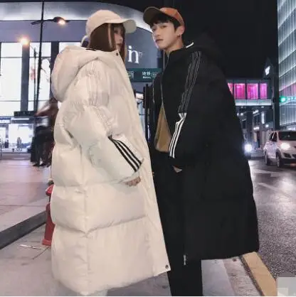 

S-XXL!Cotton men's long section over the knee Korean version of the trend of lovers cotton jacket youth hooded thick men's jacke