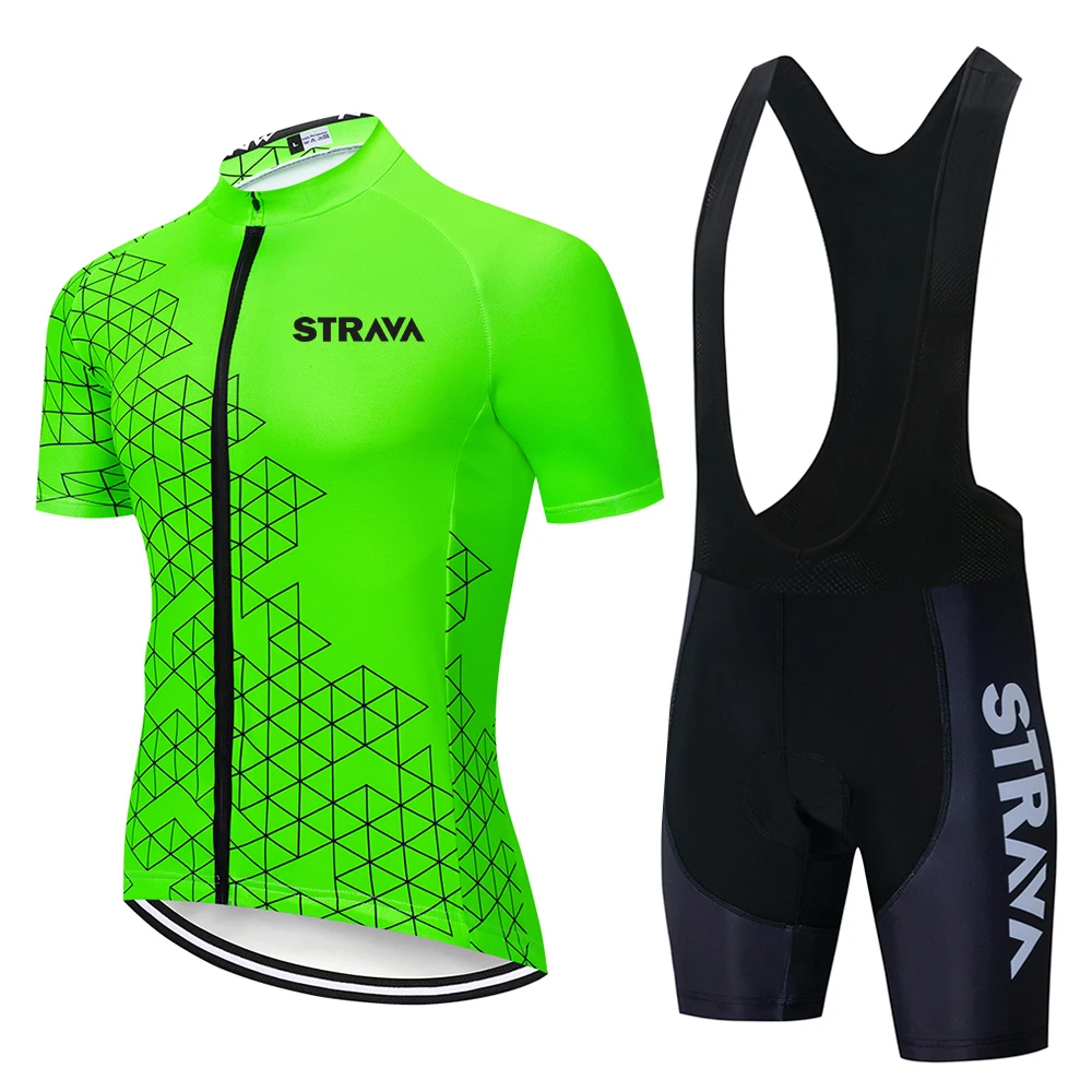 

2021 Unisex Bicycle Breathable Clothing STRAVA Cycling Jersey Short Sleeve Shirt Bike Shorts Gel Pad Maillot Ropa Ciclismo