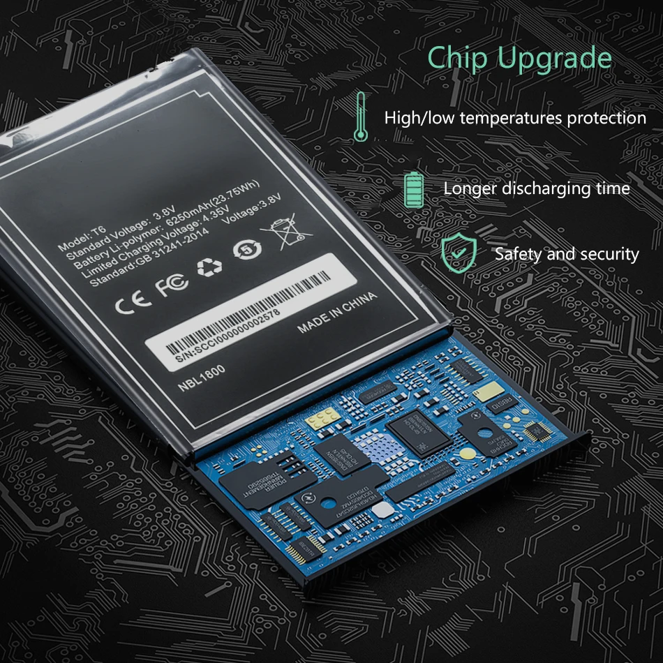 YKaiserin большая емкость 6250 мАч литий-полимерная батарея T6 Для Doogee T6 PRO Аккумуляторы для мобильных телефонов