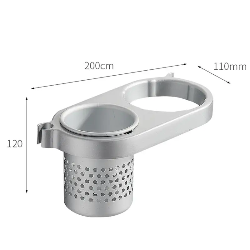

Black Hair Dryer Holder Space Aluminium Bathroom Wall Shelf Hair Dryer Rack with Basket bathroom shelves Bathroom Accessories
