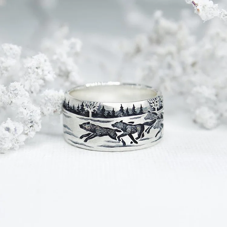 

2020 new fashion Retro Running wolves animal black jewelry for Men's ring engagement wedding banquet gift ring