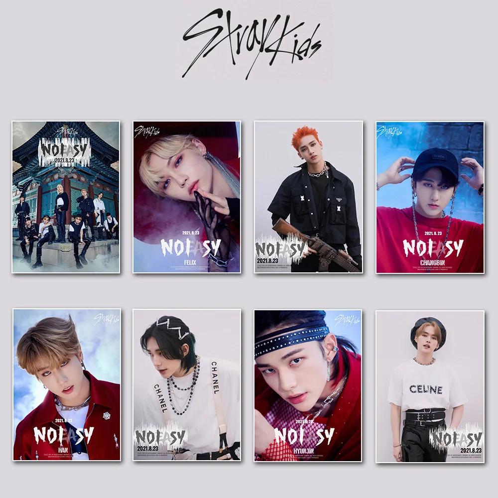 

KPOP Stray kids noeasy poster skzoo self adhesive pictorial photo skz elk sticker HDPosters New Korea Group Thank You Card