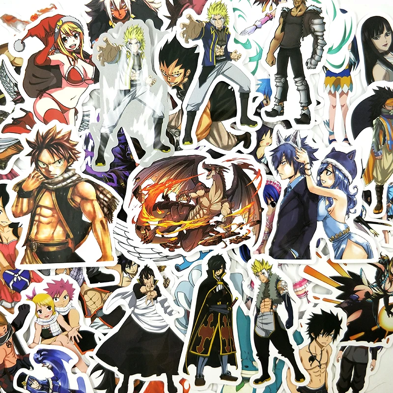 10/52Pcs/pack Fairy Tail Stickers Japanese Comics For Laptop Luggage Motorcycle Skateboard luggage Guitar Cute Style | Игрушки и хобби