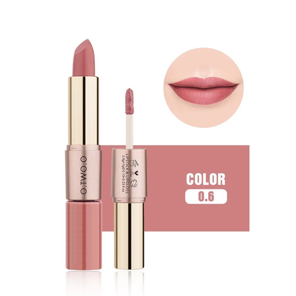 2 в 1, матовая губная помада, Косметика для макияжа губ, водостойкая помада-блеск для губ Pintalabios Batom mate, 12 цветов на выбор - Цвет: 0.6