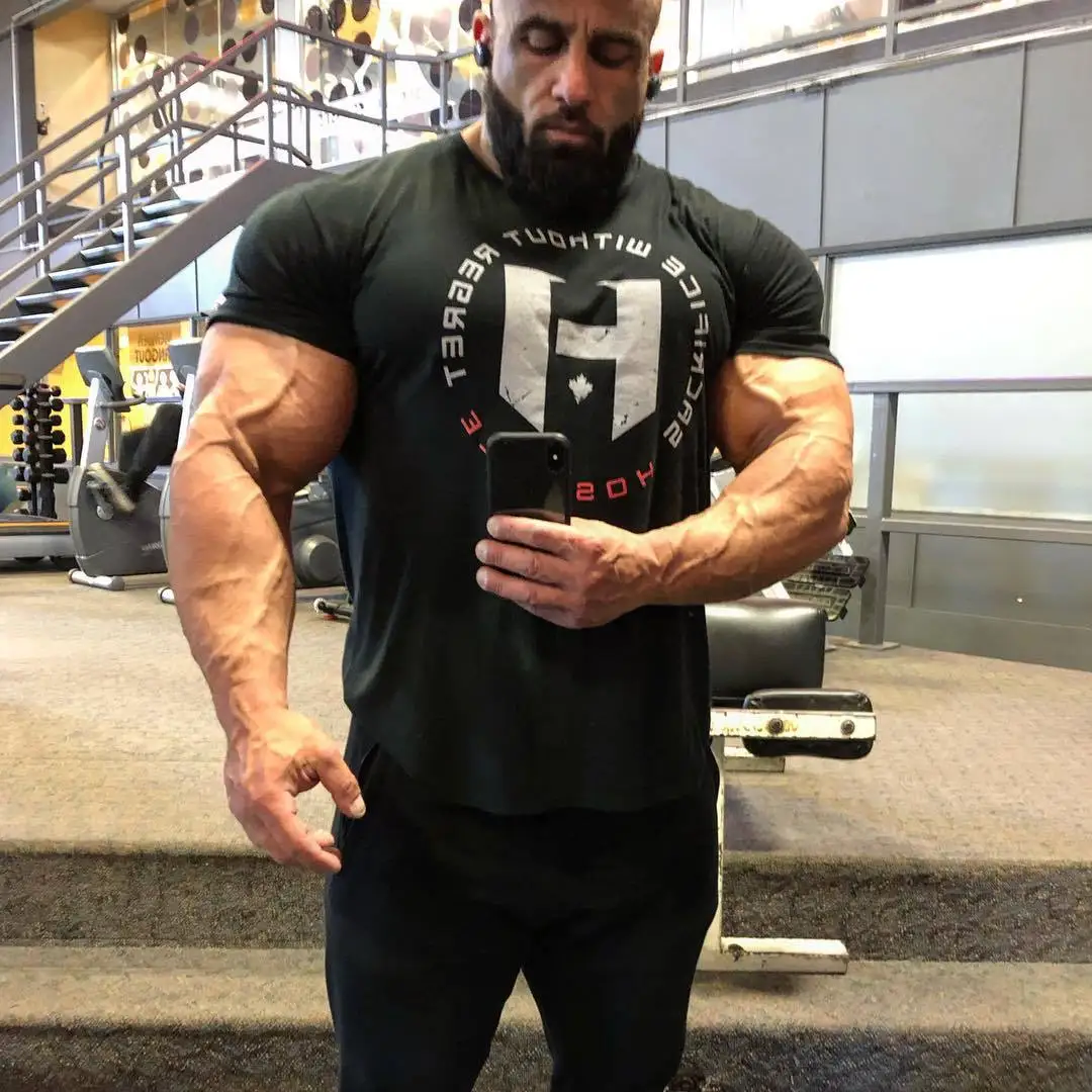 Модная новинка Мужская футболка для фитнеса бодибилдинга тренировки хлопковые