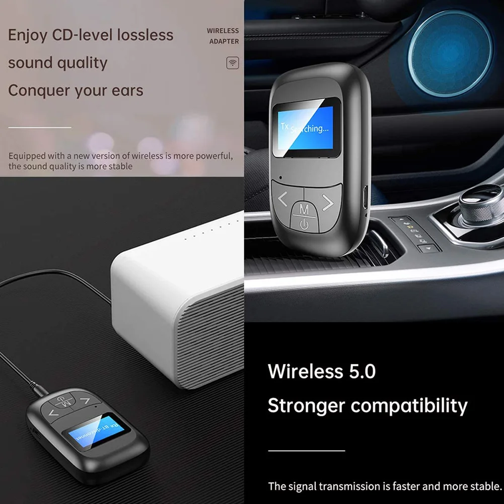

LCD Display Wireless Adapter Music Audio Car Kit Receiver Transmitter for PC TV Speaker 3.5mm AUX Adapter