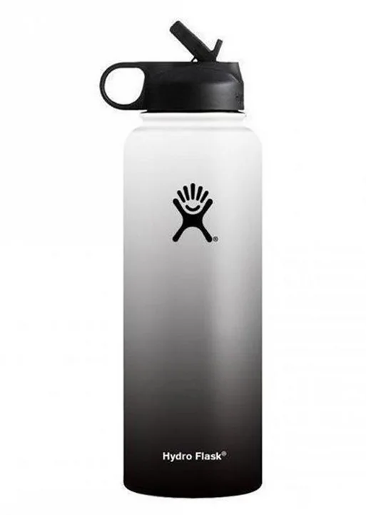 white-black 40OZ 1100 мл бутылка для воды из нержавеющей стали гидро колба Вакуумная бутылка для воды Изолированная широкий рот Путешествия Портативная термальная бутылка 40 унций - Цвет: white-black 40OZ