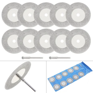 10 шт.компл. 50 мм алмазные режущие диски и электрические сверлильные пилы Набор с 3 мм вращающимся хвостовиком шатун для режущего инструмента